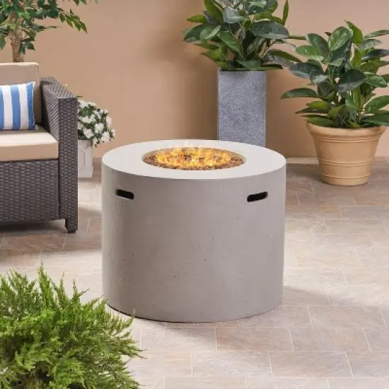 31 Inch Round Outdoor Fire Pit with 40,000 BTU and Hand Crafted Concrete Design image {3}