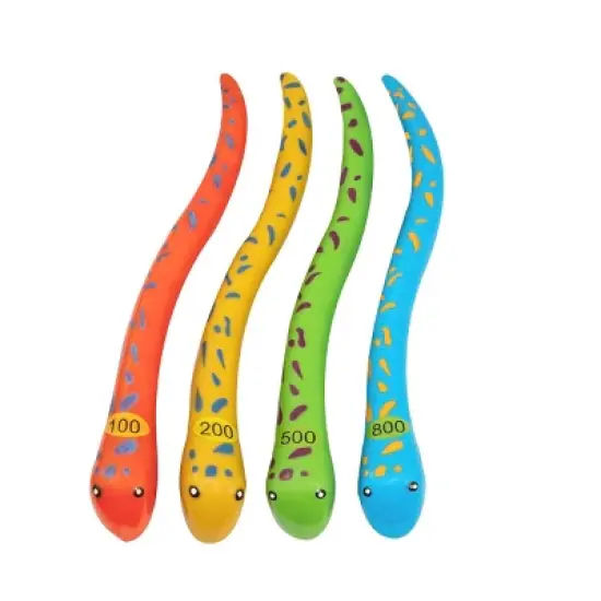 Swimline 4ct Fun Moray Eel Diving Sticks Swimming Pool Games 10" - Vibrantly Colored image {3}