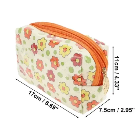 Unique Bargains Women's Octagonal Travel Organizer Toiletry Bag Orange 1 Pc image {1}