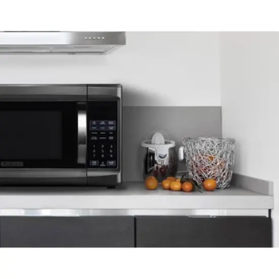 BLACK+DECKER 1.3 cu ft 1000 Watt Microwave Oven - Black Stainless Steel: Countertop, 6 Programs, Turntable image {2}