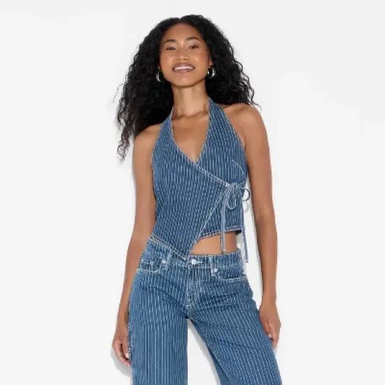 Women's Denim Wrap Halter Top - Wild Fable&trade; image {1}