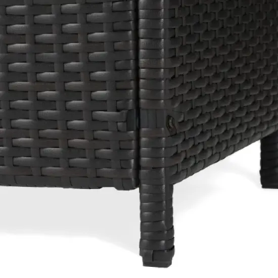 GDFStudio Lourdes Outdoor Wicker and Aluminum Serving Bar Cart image {7}