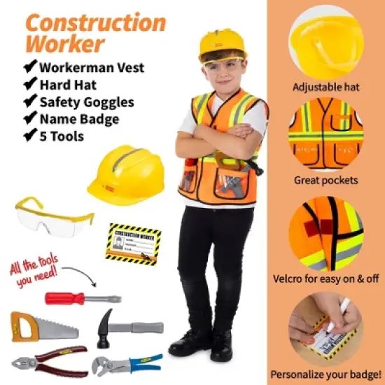 Bintiva Dress Up / Drama Play Helping At Home Trunk Set, Construction Worker-Chef-Gardener image {2}