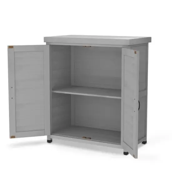 LOVMOR Potting Bench with Storage Cabinet and Metal Table Top for Outdoor Patio image {10}