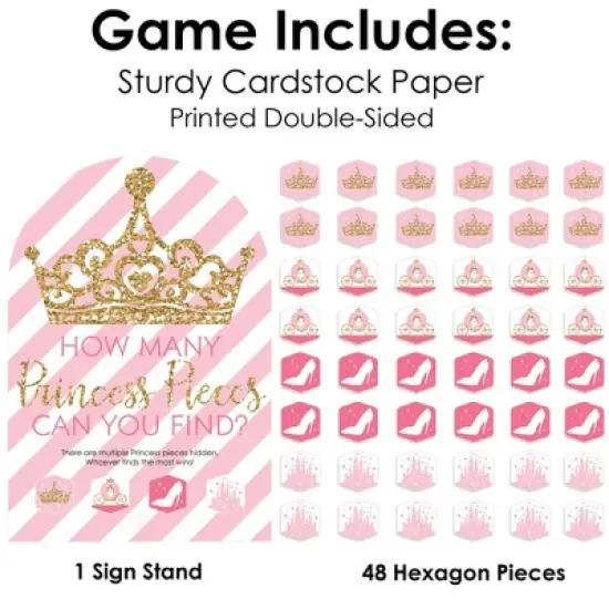 Big Dot of Happiness Little Princess Crown Pink Baby Shower or Birthday Party Scavenger Hunt - 1 Stand and 48 Game Pieces - Hide and Find Game image {3}
