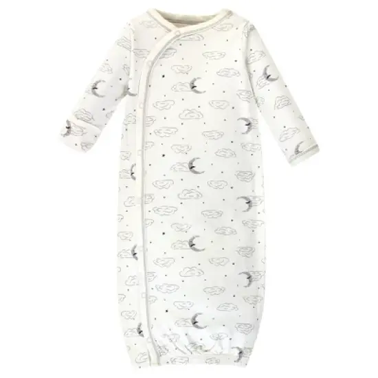 Touched by Nature Baby Boy Organic Cotton Side-Closure Snap Long-Sleeve Gowns 3pk, Mr. Moon image {3}