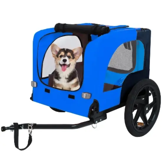 KTMBDW Pet Trailer, Holds Pets Up to 50 or 100 lb, Universal Coupler, Folding Frame, Quick-Release Wheels, Rear Doggy Door, Bike Trailer for Pets image {1}