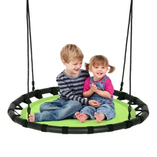Costway 40'' Flying Saucer Round Tree Swing Kids Play Set w/ Adjustable Ropes Outdoor image {10}