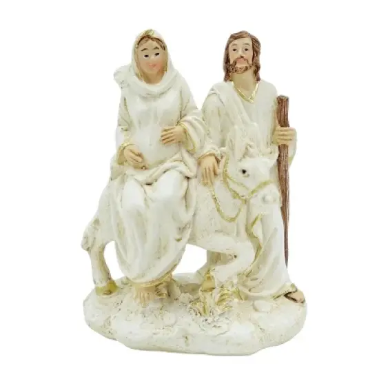 Transpac Small Resin Pregnant Mary on Donkey Decorative Nativity Scene Figurine Multicolor Tabletop Christmas Decor image {1}