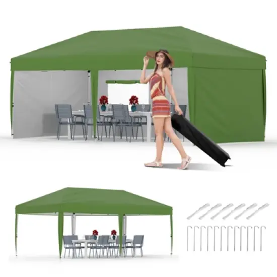 10x20 Pop Up Canopy Tent with 4 Sidewalls,Heavy Duty Outdoor Canopy with 3 Adjustable Height, Commercial Street Vendors Party Tents image {13}