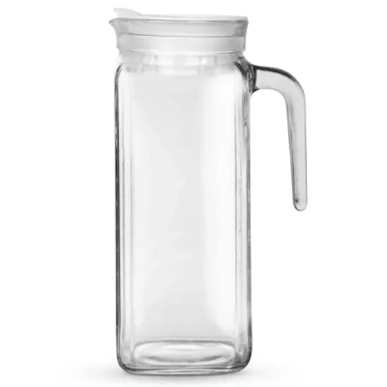 Amici Home Italian Igloo Quadra Glass Pitcher with Lid and Spout, Clear Glass Water Pitcher for Refrigerator, Carafe for Iced Tea, Juice, Milk, Brew image {9}