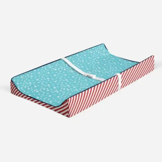Bacati - Space Multicolor Boys Cotton Blue Stars Changing Pad Cover image {1}