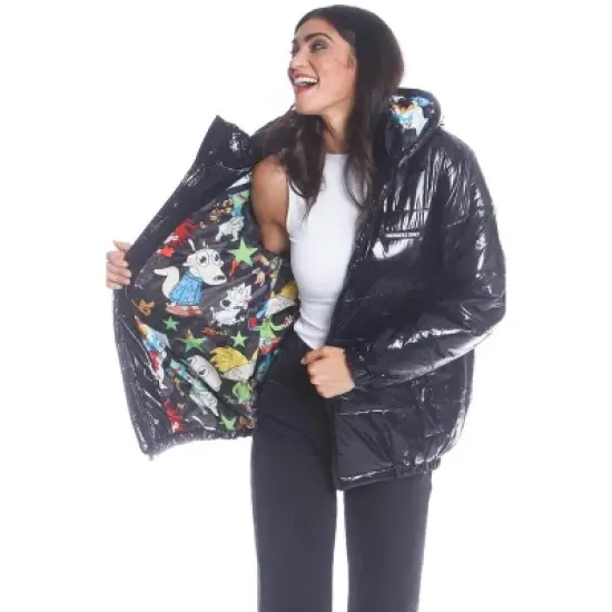 Members Only Women's Shiny Collab Puffer Oversized Jacket image {2}