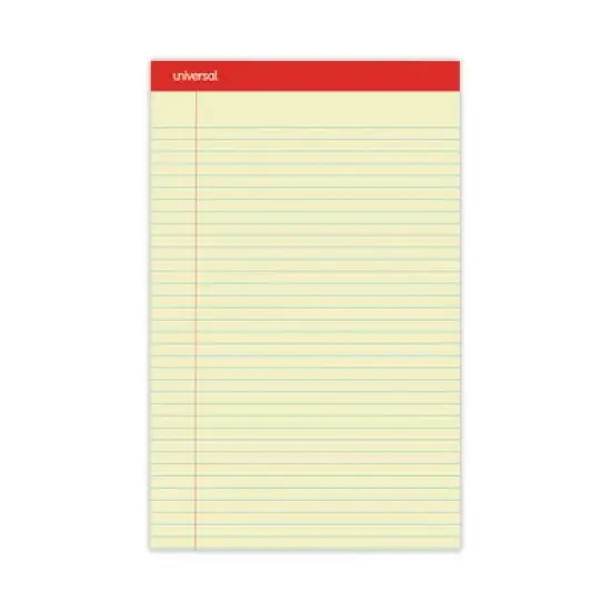 Universal Perforated Ruled Writing Pads, Wide/Legal Rule, Red Headband, 50 Canary-Yellow 8.5 x 14 Sheets, Dozen image {2}