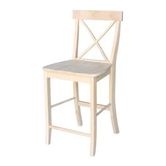 X Back Counter Height Barstool Unfinished - International Concepts image {8}