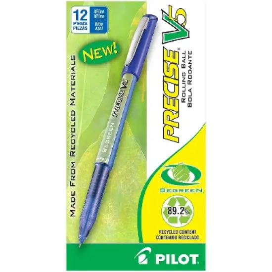 Pilot Precise V5 BeGreen Rollerball Pens Extra Fine Point Blue Ink 752375 image {4}