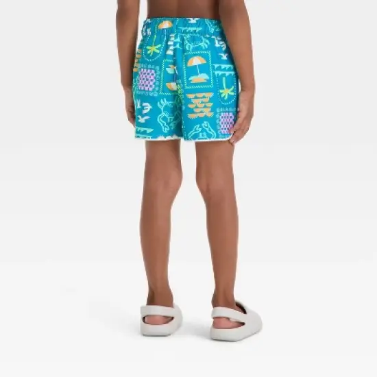 Toddler Boys' Postcard Print Dolphin Hem Swim Shorts - Cat & Jack&trade; Green image {1}