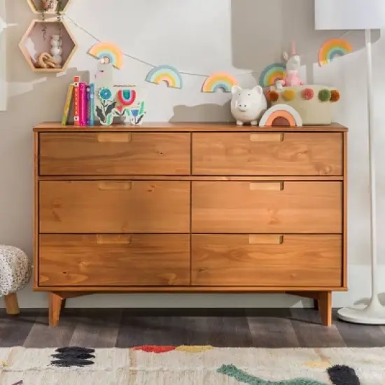 Mid-Century Modern Groove Wood 6 Drawer Dresser - Saracina Home image {16}