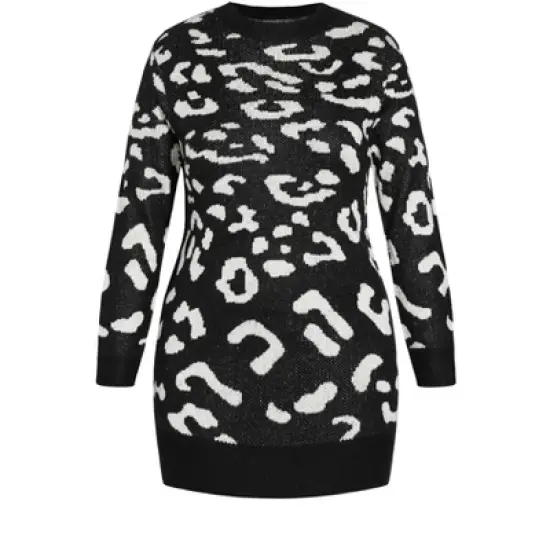 Women's Plus Size Leopard Longline Jumper -black | EVANS image {3}