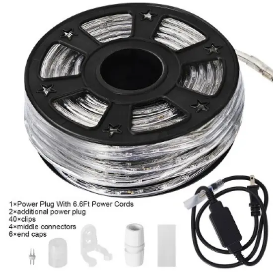 Costway 100' 2 Wire LED Rope Light Christmas Decorative Party In/Outdoor 110V Cool White image {8}