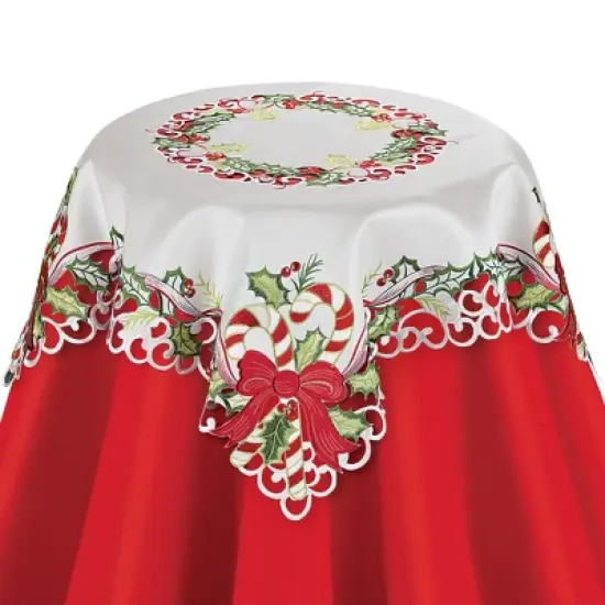 Collections Etc Candy Cane Christmas Table Linens image {3}