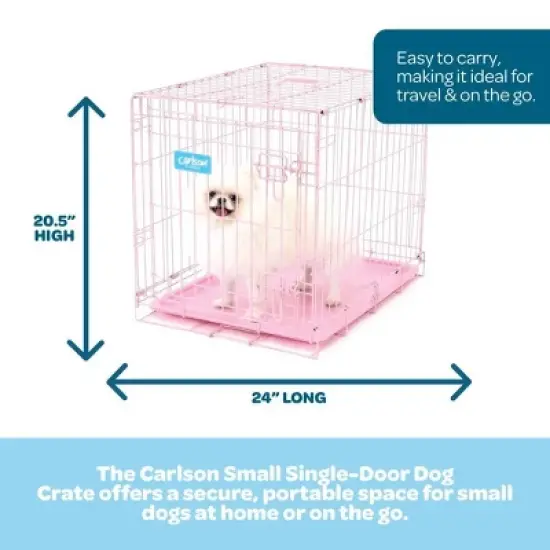Carlson Single Door Wire Dog Crate - Pink S image {5}