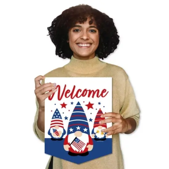 Big Dot of Happiness Patriotic Gnomes - Outdoor Home Decorations - Double-Sided Holiday Gnome Party Garden Flag - 12 x 15.25 inches image {7}