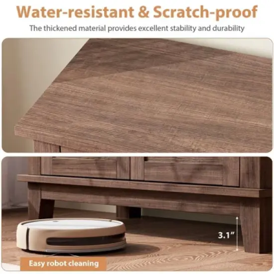 Farmhouse Sideboard Buffet Cabinet with 3-Tiers Adjustable Shelf, Kitchen Storage Cabinet, Bathroom, Entryway image {2}