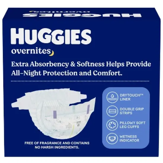 Huggies Overnites Nighttime Baby Diapers &ndash; (Select Size and Count) image {1}