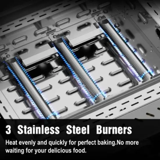 RW FLAME 3-Burner Portable Propane Griddle, 25" 304 Stainless Steel Tabletop Gas Grill, 24,000 BTU for Camping, RVs, Outdoor BBQ image {6}