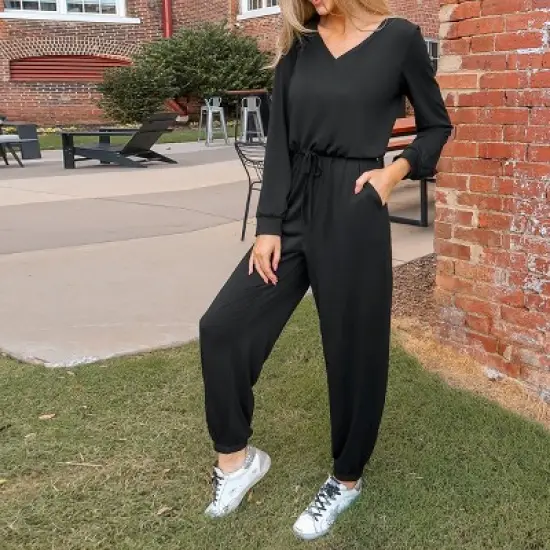 Women's Cutout V-Neck Jogger Jumpsuit - Cupshe image {5}