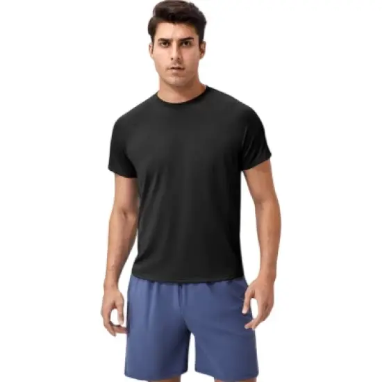 Anna-Kaci Active Men's Classic Crew Neck Active T-Shirt with Lightweight Quick-Dry Fabric for Performance Comfort image {1}