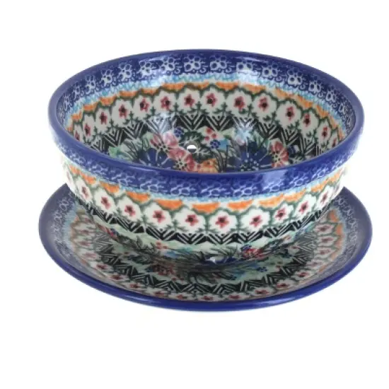 Blue Rose Polish Pottery 454-195 Vena Berry Bowl with Saucer image {2}