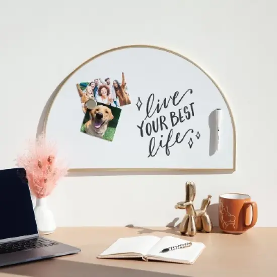 U Brands 15"x23" Metal Frame Arch Dry Erase Board Gold: Magnetic Whiteboard, Wall Mount, Includes Hardware image {9}