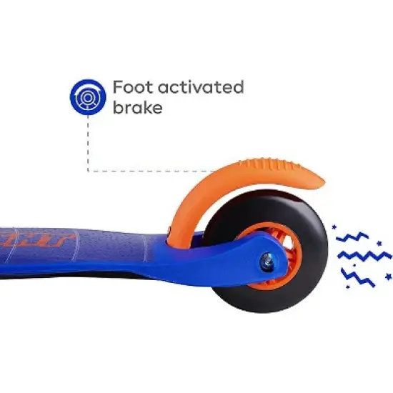 Voyager 3 Wheel Kids Scooter with Light Up Wheels & Tbar - Blue/Orange image {7}