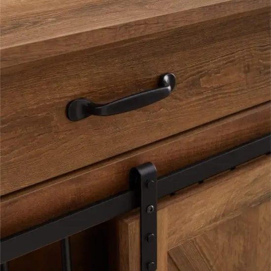 Large Dog Crate Furniture with Divider, Barn Door Design, Tabletop & Storage Drawers, Fits Dogs up to 200 lbs image {8}