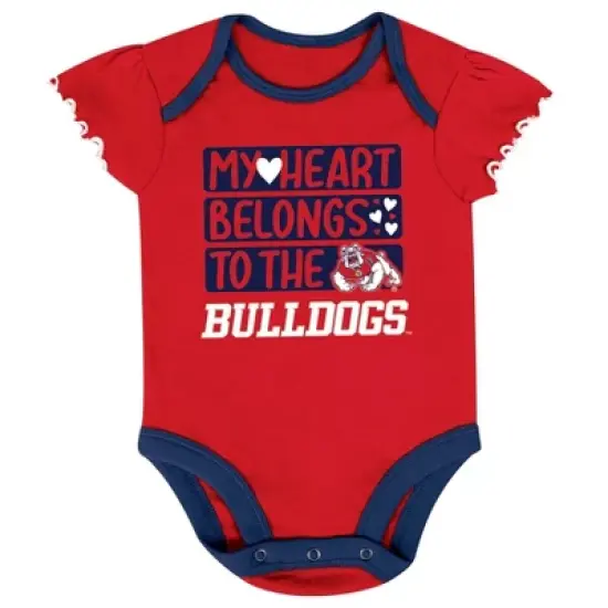 NCAA Fresno State Bulldogs Infant Girls' 3pk Bodysuit Set image {1}