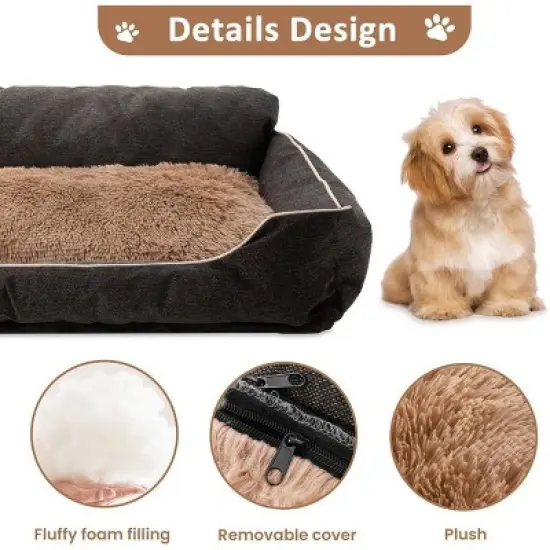 Heynemo Medium Dog Bed with Anti-slip Bottom & Removable Washable Cover, Plush Pet Bed for Dogs and Cats, Cat Couch Bed for Indoor, Outdoor image {7}