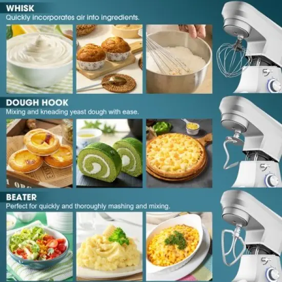 SUGIFT 7.5QT 6-Speed Electric Stand Mixer with Stainless Steel Bowl - Silver image {2}