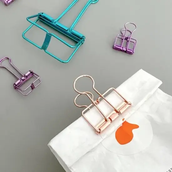 Wrapables Hollow Binder Clips for Office in Assorted Sizes, Paper Clamps, Paper Clips (Set of 20) image {4}