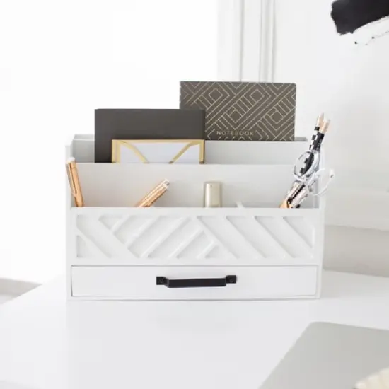 Blu Monaco Wooden Mail Organizer for Countertop or Desk - Kitchen Mail Sorter With Drawer image {7}