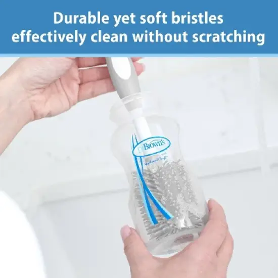 Dr. Brown's Soft Touch No Scratch Baby Bottle Cleaning Brush with Stand - Gray image {2}