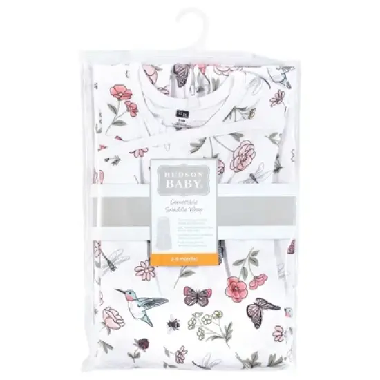 Hudson Baby Infant Girl Convertible Swaddle Sleep Sack, Hummingbird Garden image {1}