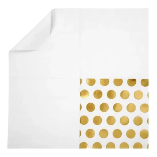 Blue Panda 100 Pack Polka Dotted Gold and White Cocktail Napkins for Wedding, Birthday Party Supplies, 5 x 5 In image {6}