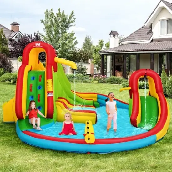Costway Kids Inflatable Water Slide Bounce Park Splash Pool with Water Cannon & 550W Blower image {1}