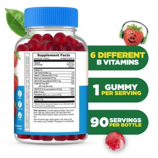 Lifeable - Sugar Free - B Complex + Vitamin C - Kids - 90 Gummies image {1}