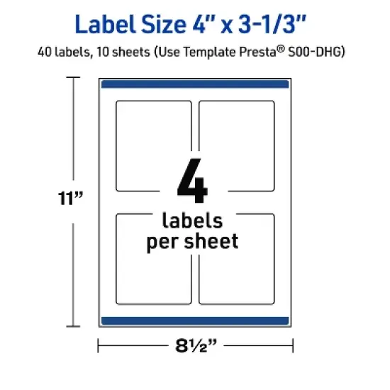 Avery 4" x 3-1/3" Labels, Gold Multi-Lined Border, 40 ct image {4}