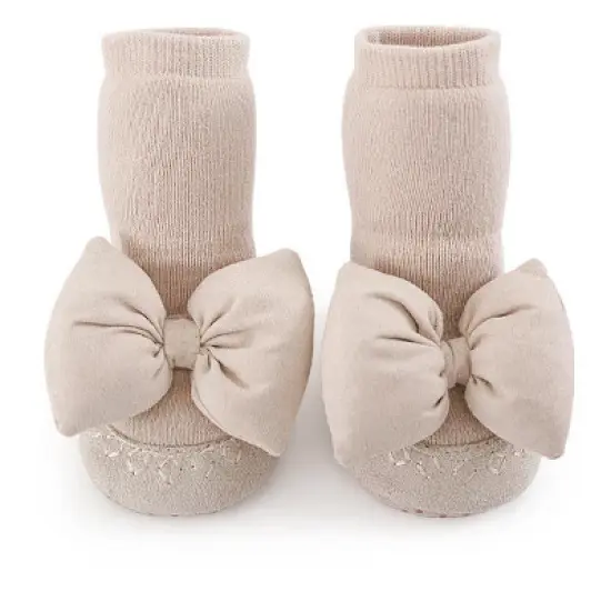 MyKids-USA Baby Girl Big Bows Design Non-Slip Mid Tube Shoes image {6}