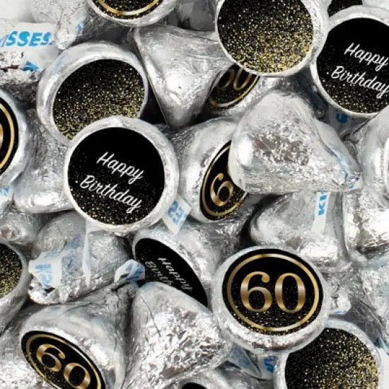 60th Birthday Candy Party Favors Chocolate Hershey's Kisses Bulk image {1}