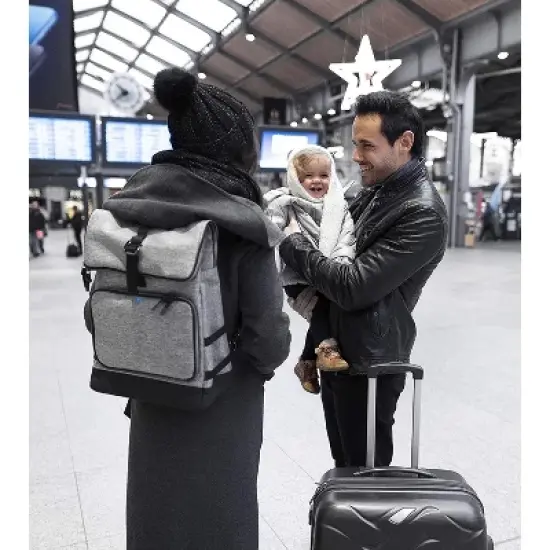 Babymoov Sancy Diaper Bag Backpack, Unisex Back Pack With Heavy Duty Roll-Top Closure, Large Insulated Compartment, Changing Pad & Accessories image {1}